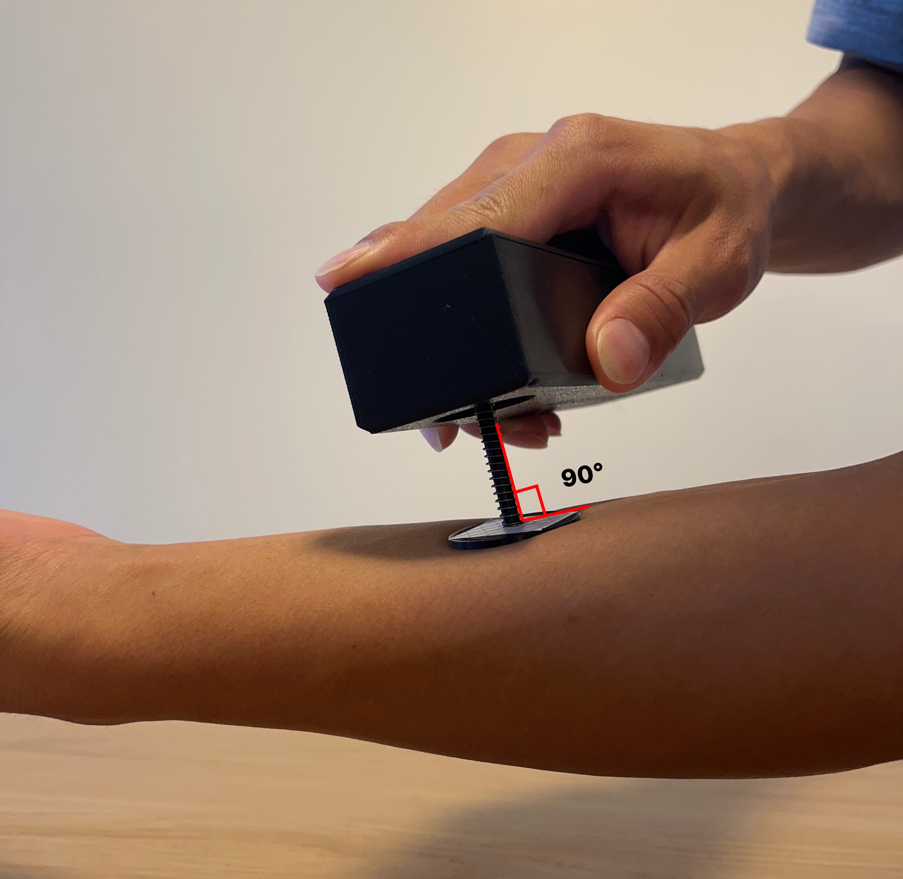 Device held straight on skin